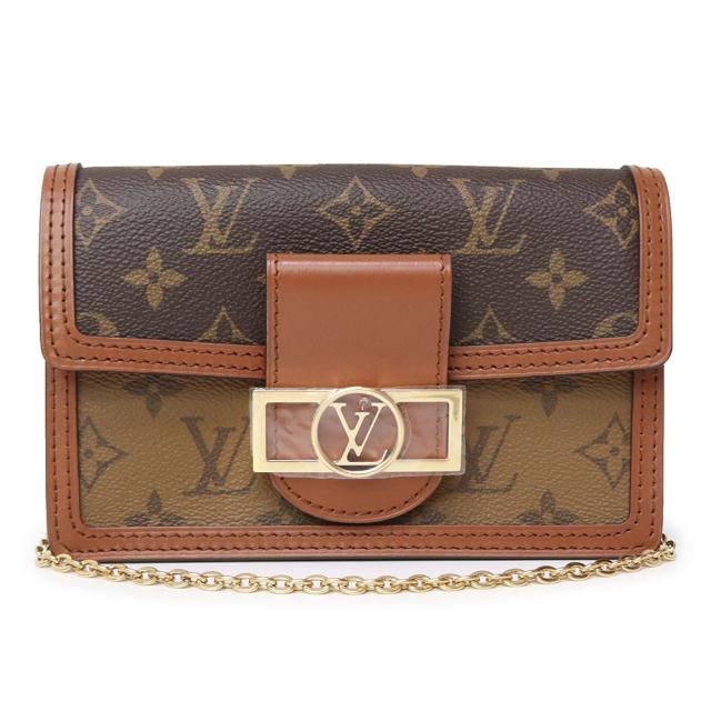 （新品・未使用品）ルイ ヴィトン LOUIS VUITTON ポルトフォイユ ドーフィーヌ チェーン  ショルダー クラッチバッグ 斜め掛け  モノグラム モノグラムリバース ブラウン 茶 ゴールド金具 M68746 箱付