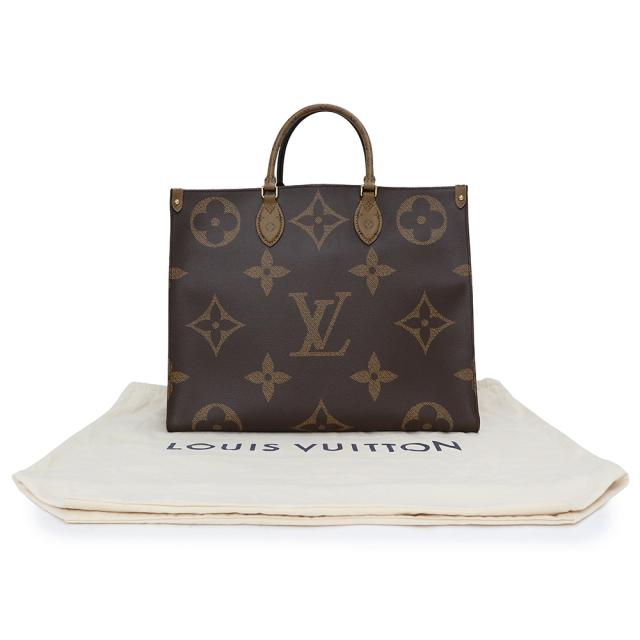 （未使用　展示品）ルイ ヴィトン LOUIS VUITTON オンザゴー GM 2WAY トート ハンドバッグ ジャイアントモノグラム リバース ブラウン 茶 ゴールド金具 M45320_1