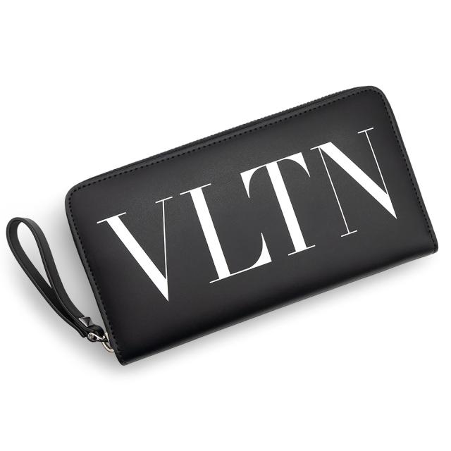 （新品・未使用品）ヴァレンティノ ガラヴァーニ Valentino Garavani VLTN ロゴ ラウンドファスナー 長財布 カーフスキン レザー ブラック ホワイト 黒 白 シルバー金具 WY2P0570 箱付