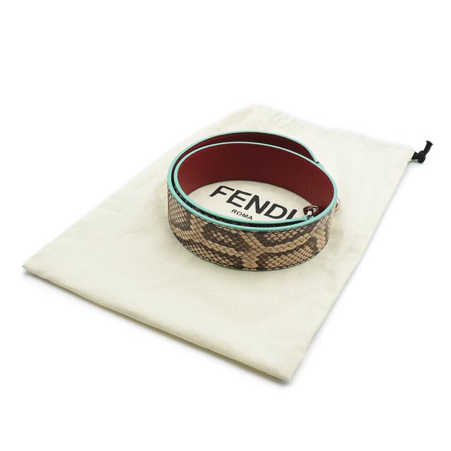 （未使用　展示品）フェンディ FENDI ストラップ ユー ショルダーストラップ パイソン エキゾチックレザー ベージュ レッド 赤 シルバー金具 8AV077_1