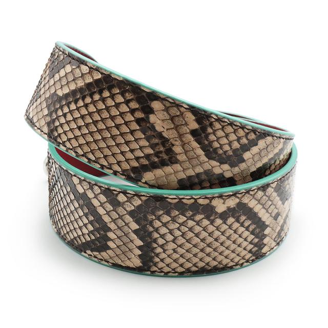 （未使用　展示品）フェンディ FENDI ストラップ ユー ショルダーストラップ パイソン エキゾチックレザー ベージュ レッド 赤 シルバー金具 8AV077_2