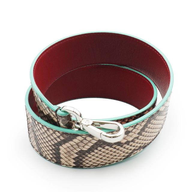 （未使用　展示品）フェンディ FENDI ストラップ ユー ショルダーストラップ パイソン エキゾチックレザー ベージュ レッド 赤 シルバー金具 8AV077_3