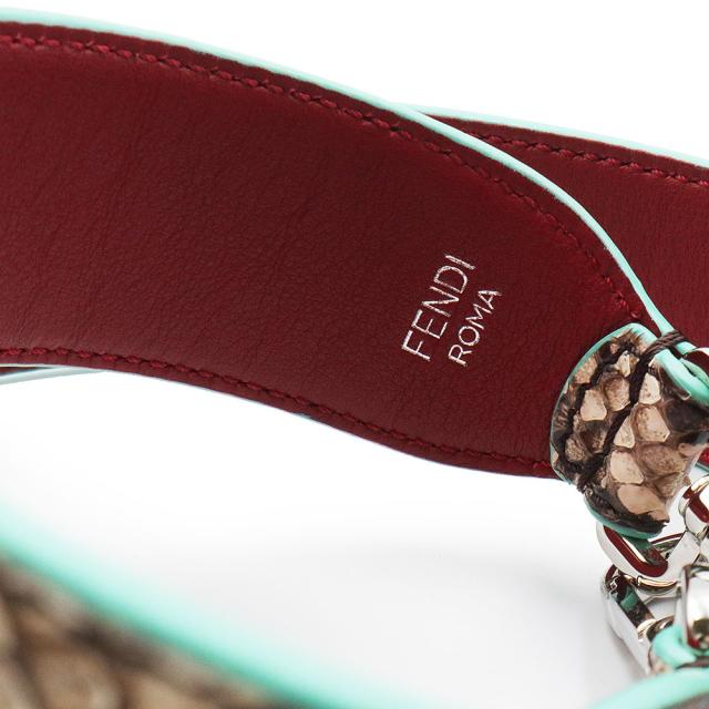 （未使用　展示品）フェンディ FENDI ストラップ ユー ショルダーストラップ パイソン エキゾチックレザー ベージュ レッド 赤 シルバー金具 8AV077_5
