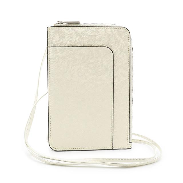 （新品・未使用品）ヴァレクストラ Valextra ヴァーティカル インヴィジブル ドキュメントホルダー ショルダーバッグ 斜め掛け ソフトカーフスキン レザー ホワイト 白 シルバー金具 WBNL0028028LRD99WW