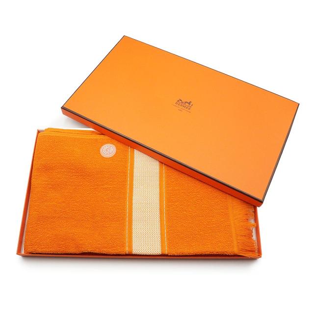 （新品・未使用品）エルメス HERMES セリエ ヨッティング タオル コットン100％ ラテライト オレンジ 箱付_1