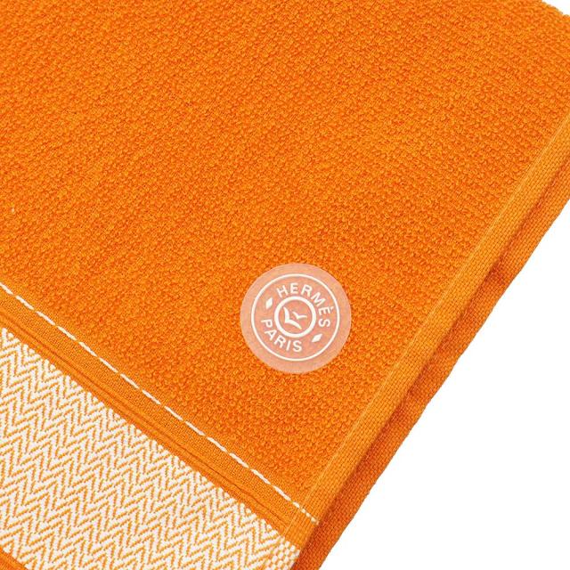 （新品・未使用品）エルメス HERMES セリエ ヨッティング タオル コットン100％ ラテライト オレンジ 箱付_4