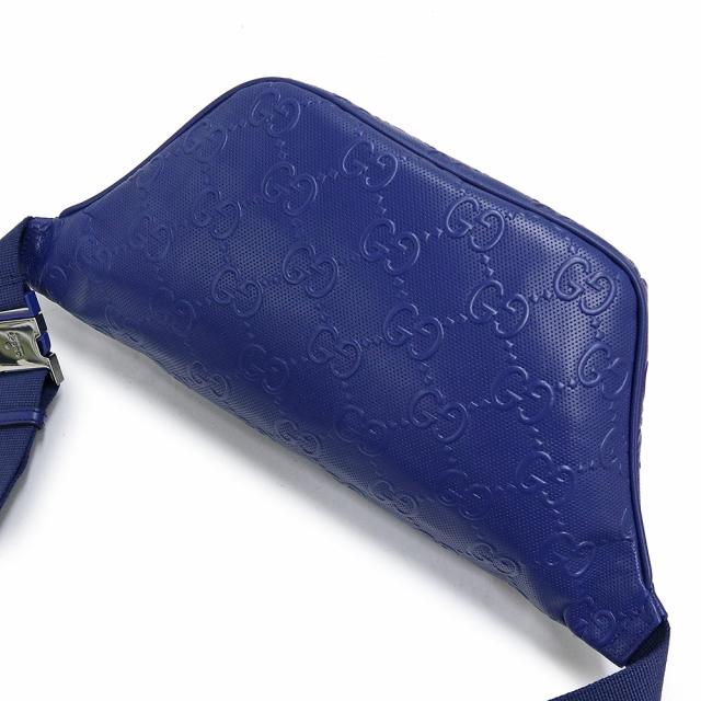 （未使用　展示品）グッチ GUCCI GGエンボス ベルト ウエストバッグ ボディバッグ 斜め掛け GGエンボスレザー ブルー 青 シルバー金具 645093_5
