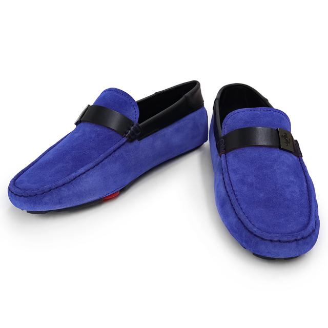 （未使用保管品）トッズ TOD’S ゴンミーニ ドライビングシューズ フェラーリ コラボ  #5.5 24.5cm 靴 ローファー スウェード ブルー 青 XRM0XB0R320DIO