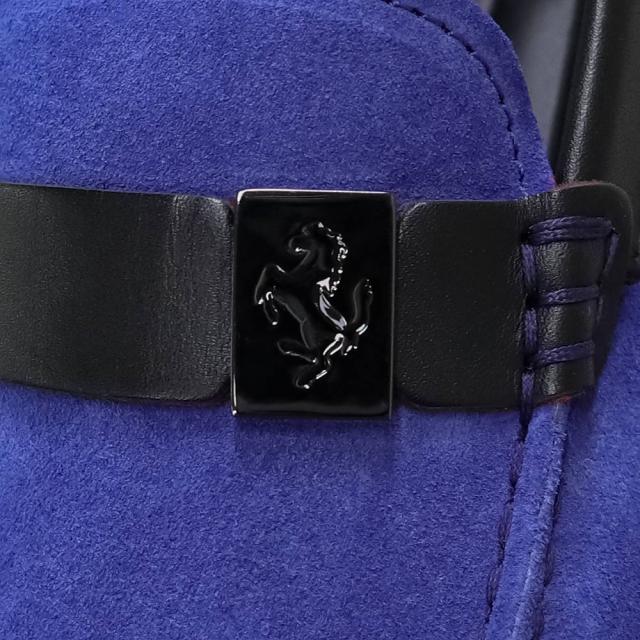 （未使用保管品）トッズ TOD’S ゴンミーニ ドライビングシューズ フェラーリ コラボ  #5.5 24.5cm 靴 ローファー スウェード ブルー 青 XRM0XB0R320DIO