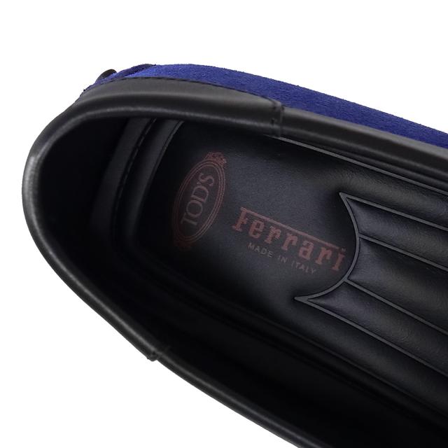 （未使用保管品）トッズ TOD’S ゴンミーニ ドライビングシューズ フェラーリ コラボ  #5.5 24.5cm 靴 ローファー スウェード ブルー 青 XRM0XB0R320DIO