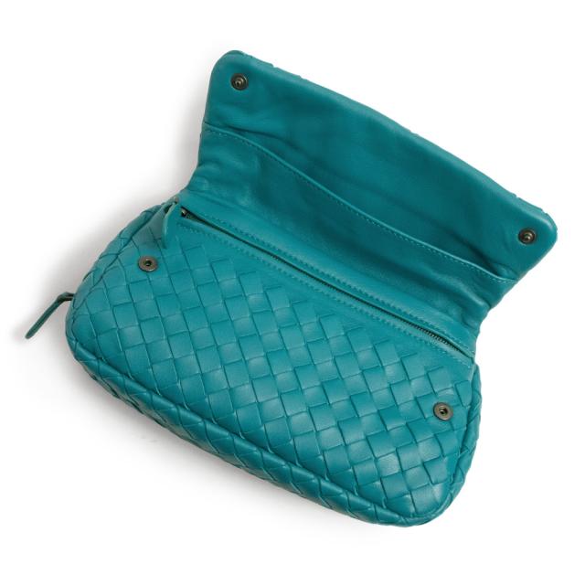 （未使用　展示品）ボッテガヴェネタ BOTTEGA VENETA イントレチャート ミニ チェーン ショルダーバッグ 斜め掛け ラムスキン レザー Canard カナール ブルーグリーン 青緑 ガンメタル金具 310774_2