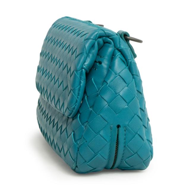 （未使用　展示品）ボッテガヴェネタ BOTTEGA VENETA イントレチャート ミニ チェーン ショルダーバッグ 斜め掛け ラムスキン レザー Canard カナール ブルーグリーン 青緑 ガンメタル金具 310774_5