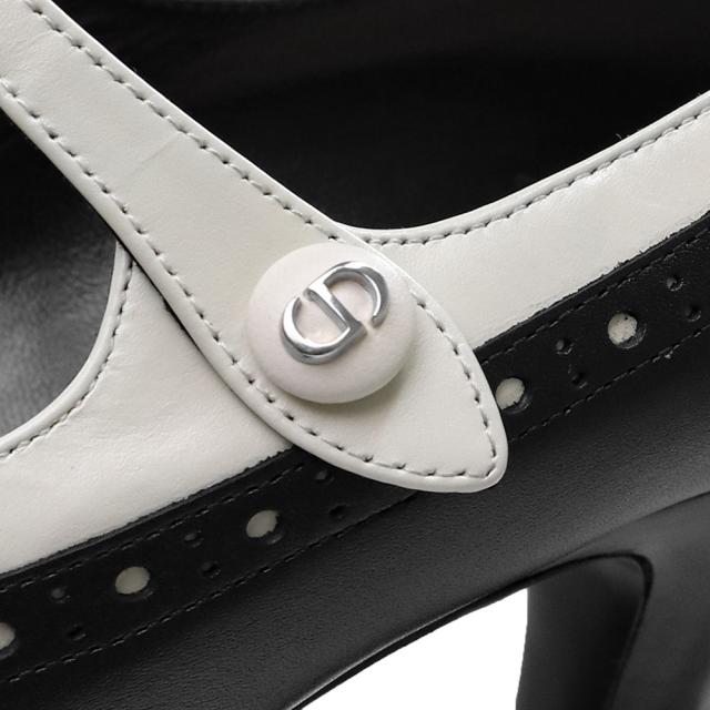 （未使用　展示品）クリスチャンディオール Christian Dior SPECTADIOR #38.5 25.5cm シューズ 靴 パンプス ソフトカーフ レザー ブラック ホワイト 黒 白 シルバー金具 KCV098VSO
