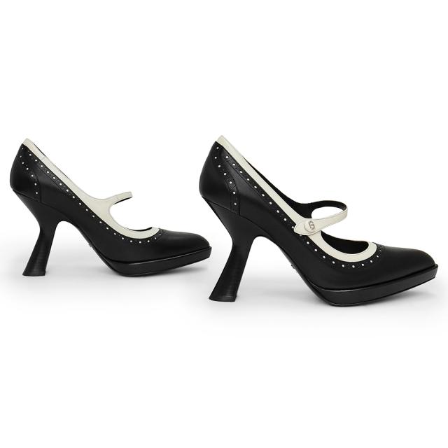 （未使用　展示品）クリスチャンディオール Christian Dior SPECTADIOR #38.5 25.5cm シューズ 靴 パンプス ソフトカーフ レザー ブラック ホワイト 黒 白 シルバー金具 KCV098VSO