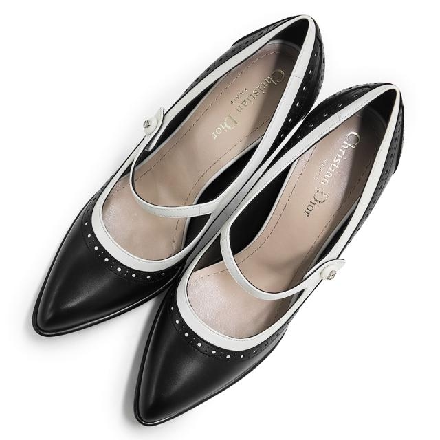 （未使用　展示品）クリスチャンディオール Christian Dior SPECTADIOR #38.5 25.5cm シューズ 靴 パンプス ソフトカーフ レザー ブラック ホワイト 黒 白 シルバー金具 KCV098VSO
