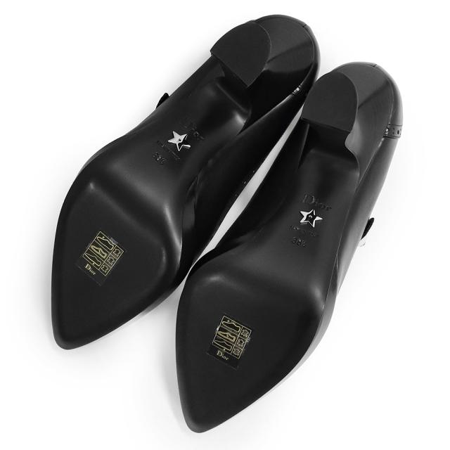 （未使用　展示品）クリスチャンディオール Christian Dior SPECTADIOR #38.5 25.5cm シューズ 靴 パンプス ソフトカーフ レザー ブラック ホワイト 黒 白 シルバー金具 KCV098VSO
