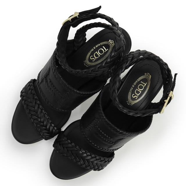 （未使用　展示品）トッズ TOD’S Doppla T #34.5 21.5cm 靴 シューズ サンダル レザー ブラック 黒 ゴールド金具 XXW43B0CL30D90