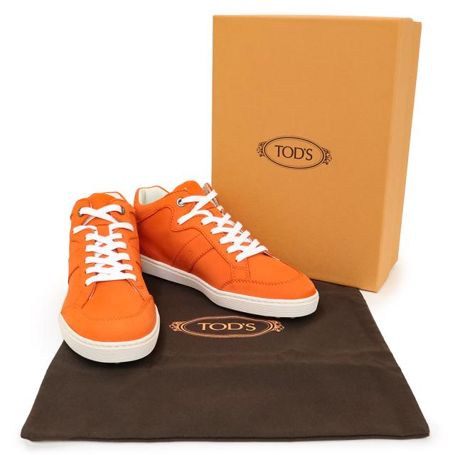 （新品・未使用品）トッズ TOD’S Sport Cassetta #37.5 24.5cm シューズ 靴 スニーカー スウェード レザー オレンジ ガンメタル金具 XXW0JL0D88Z06S