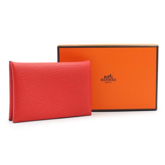 HERMES 二つ折り名刺入れ 青 赤