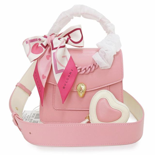 （未使用　展示品）ブルガリ BVLGARI セルペンティ フォーエバー バレンタイン限定 ポーチ付き 2way ショルダー ハンドバッグ 斜め掛け ラムスキン レザー ピンク ゴールド金具 291278