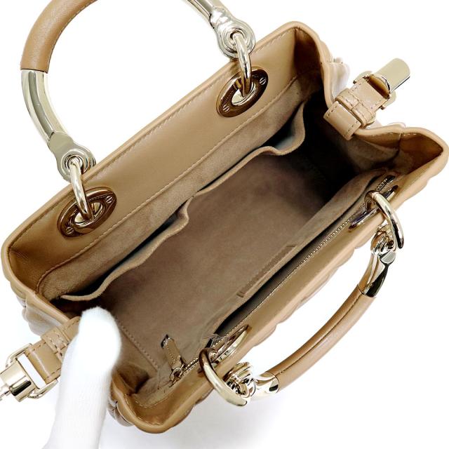 （未使用　展示品）クリスチャンディオール Christian Dior レディ 95 22 スモール ショルダー ハンドバッグ 2way 斜め掛け カナージュ カーフスキン レザー ブラウン 茶 ライトゴールド金具 M0697OVJX