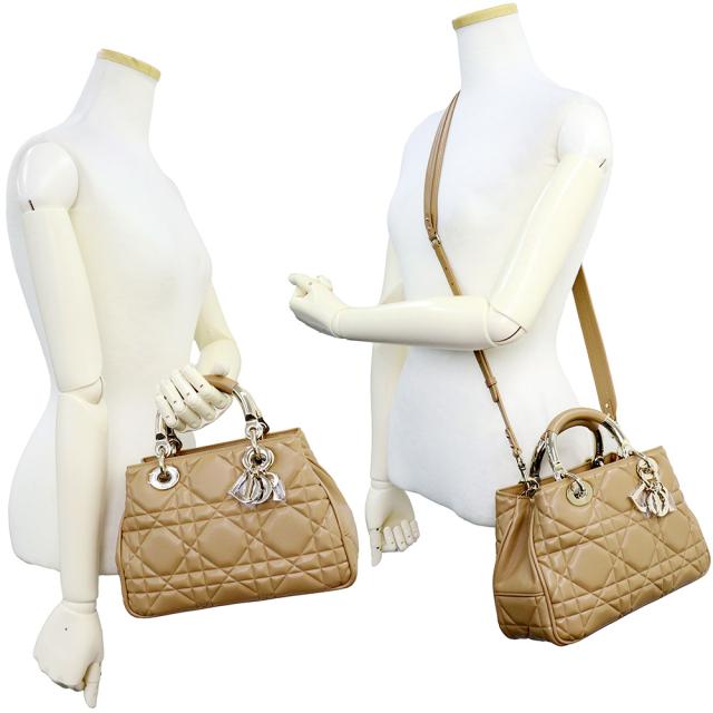 （未使用　展示品）クリスチャンディオール Christian Dior レディ 95 22 スモール ショルダー ハンドバッグ 2way 斜め掛け カナージュ カーフスキン レザー ブラウン 茶 ライトゴールド金具 M0697OVJX
