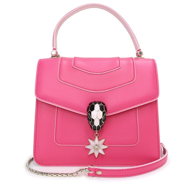 （未使用　展示品）ブルガリ BVLGARI セルペンティ フォーエバー アクセサリー 2WAY チェーン ショルダー ハンドバッグ 斜め掛け カーフスキン レザー ピンク ゴールド金具 289373 箱付