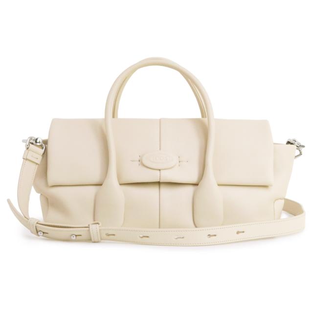 （未使用　展示品）トッズ TOD’S Di バッグ リバース フラップ スモール 2way ハンドバッグ ショルダー 斜め掛け カーフスキン レザー オフホワイト 白 シルバー金具 XBWDBRI0200YAT