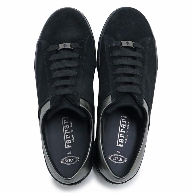 （未使用保管品）トッズ TOD’S Ferrari フェラーリ コラボ バイカラー メタリック シューズ 靴 スニーカー #38 25cm スウェード レザー ブラック シルバー 黒 ガンメタル金具 XRW0XK0P750EL74206 箱付_4