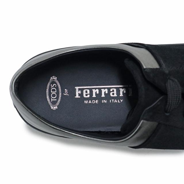 （未使用保管品）トッズ TOD’S Ferrari フェラーリ コラボ バイカラー メタリック シューズ 靴 スニーカー #38 25cm スウェード レザー ブラック シルバー 黒 ガンメタル金具 XRW0XK0P750EL74206 箱付_7