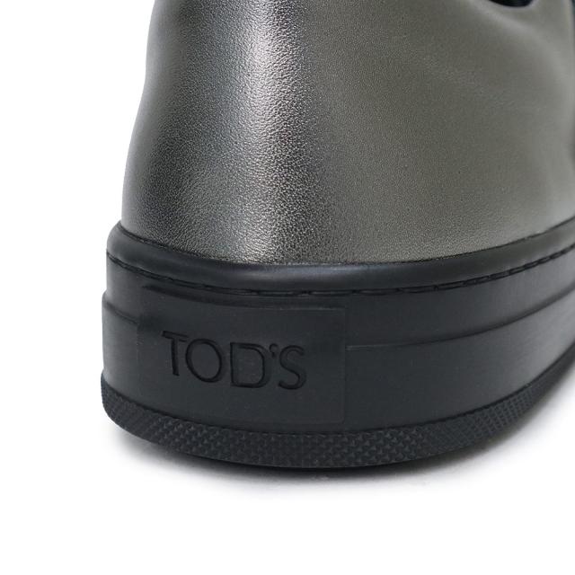 （未使用保管品）トッズ TOD’S Ferrari フェラーリ コラボ バイカラー メタリック シューズ 靴 スニーカー #38 25cm スウェード レザー ブラック シルバー 黒 ガンメタル金具 XRW0XK0P750EL74206 箱付_8