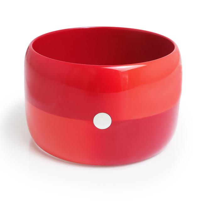 （美品）エルメス HERMES セリエ バングル ブレスレット Mサイズ ラッカーウッド レッド オレンジ 赤 シルバー金具