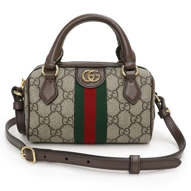 （新品・未使用品）グッチ GUCCI オフィディア ミニ ウェブ ストライプ 2way ショルダー ハンドバッグ 斜め掛け GGスプリームキャンバス レザー ベージュ ブラウン 茶 ゴールド金具 781490 箱付