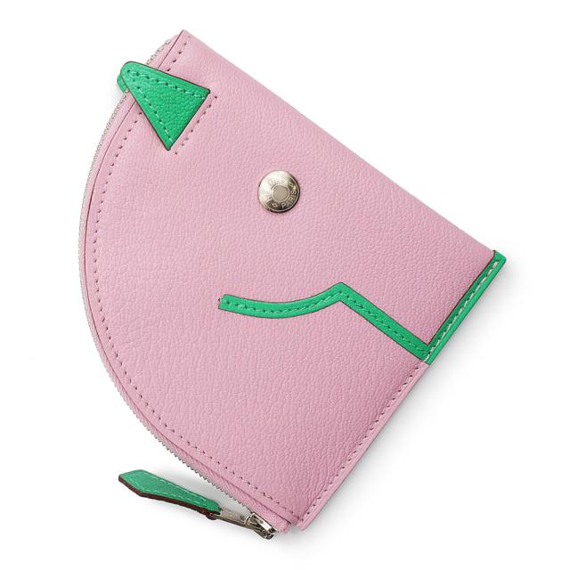 （新品・未使用品）エルメス HERMES パドック ホース 馬 ケース 小銭入れ 財布 シェブル シェーブルミゾール レザー モーヴシルベストル ミント ピンク グリーン 緑 シルバー金具 U刻印 箱付