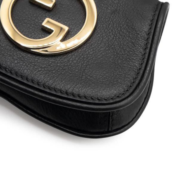 （未使用　展示品）グッチ GUCCI インターロッキングG ブロンディ カードケース ショルダーバッグ 斜め掛け レザー ブラック 黒 ゴールド金具 698635 箱付_10