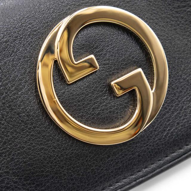 （未使用　展示品）グッチ GUCCI インターロッキングG ブロンディ カードケース ショルダーバッグ 斜め掛け レザー ブラック 黒 ゴールド金具 698635 箱付_11
