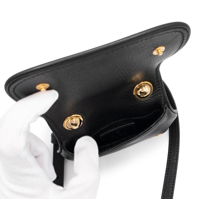 （未使用　展示品）グッチ GUCCI インターロッキングG ブロンディ カードケース ショルダーバッグ 斜め掛け レザー ブラック 黒 ゴールド金具 698635 箱付_3