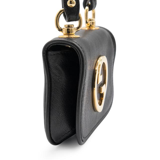 （未使用　展示品）グッチ GUCCI インターロッキングG ブロンディ カードケース ショルダーバッグ 斜め掛け レザー ブラック 黒 ゴールド金具 698635 箱付_4