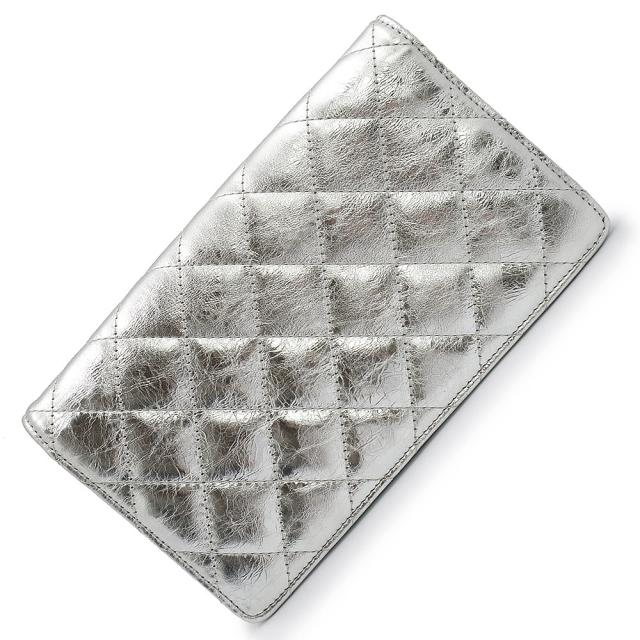 （未使用保管品）シャネル CHANEL マトラッセ 2.55 二つ折り長財布 カーフスキン レザー シルバー シルバー金具 A35304 箱付_5