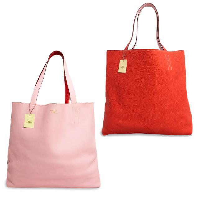 （美品）エルメス HERMES ドゥブルセンス 45 トートバッグ トリヨンクレマンス ヴォースイフト レザー ルージュピヴォワンヌ ローズサクラ レッド ピンク 赤 T刻印
