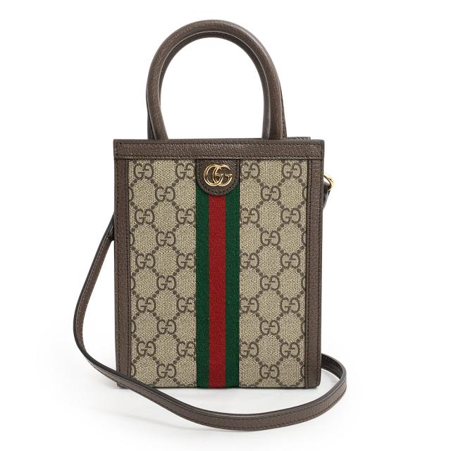 （新品・未使用品）グッチ GUCCI オフィディア シェリーライン 2WAY ショルダー ハンドバッグ 斜め掛け GGスプリームキャンバス レザー ブラウン レッド グリーン 茶 ゴールド金具 772317 箱付