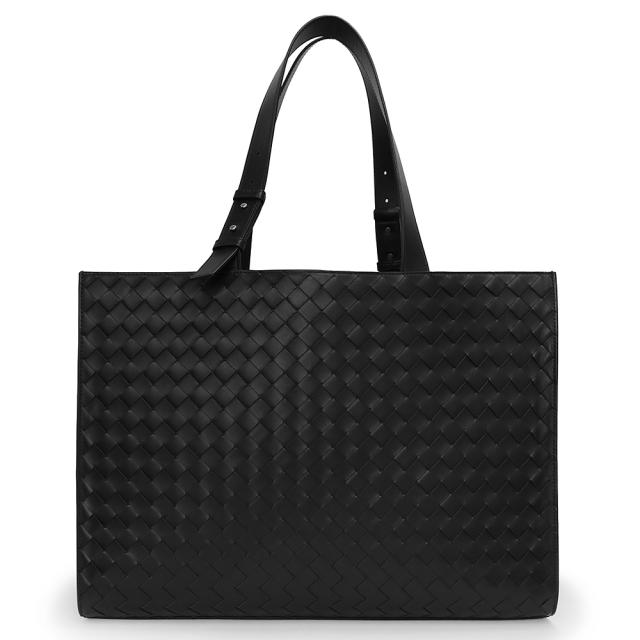 （未使用　展示品）ボッテガヴェネタ BOTTEGA VENETA カーゴ イントレチャート トートバッグ カーフスキン レザー ブラック 黒 シルバー金具 765644