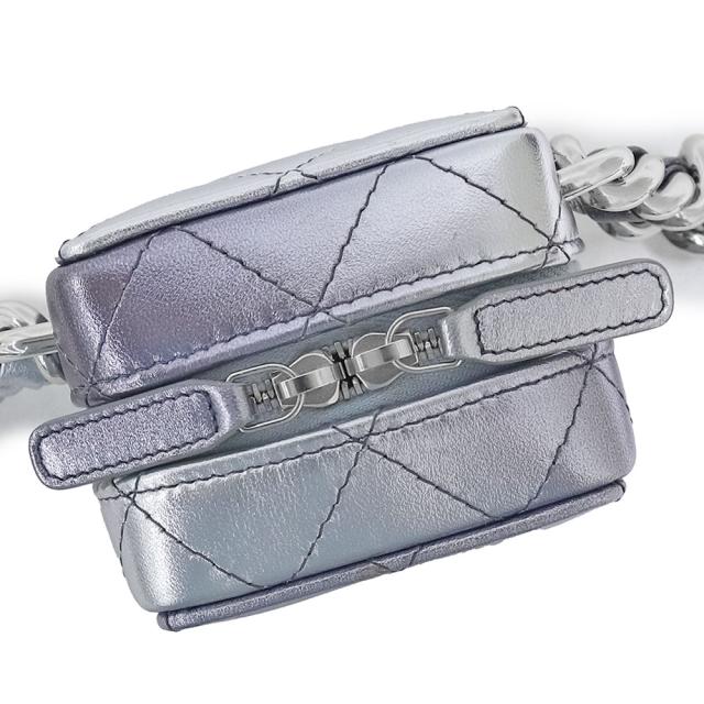 （未使用　展示品）シャネル CHANEL ココマーク マトラッセ パンクキューブ チェーン ミニ ショルダーバッグ ポシェット メタリック ラムスキン レザー シルバー シルバー金具 AP2529_11