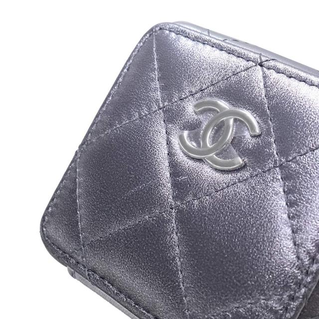 （未使用　展示品）シャネル CHANEL ココマーク マトラッセ パンクキューブ チェーン ミニ ショルダーバッグ ポシェット メタリック ラムスキン レザー シルバー シルバー金具 AP2529_12