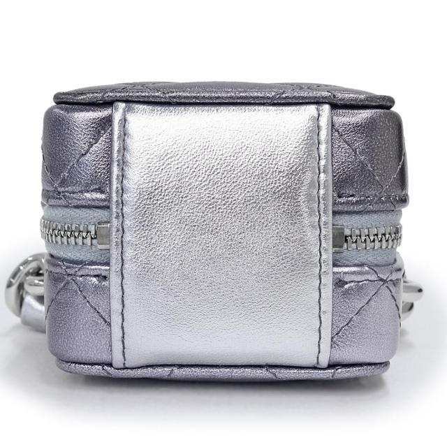 （未使用　展示品）シャネル CHANEL ココマーク マトラッセ パンクキューブ チェーン ミニ ショルダーバッグ ポシェット メタリック ラムスキン レザー シルバー シルバー金具 AP2529_6