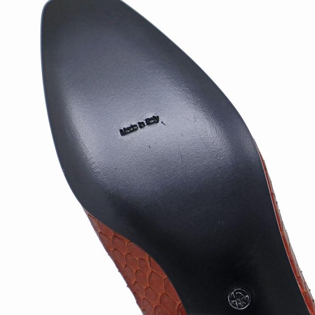 （未使用保管品）ザ ロウ THE ROW ミニマル ローファー モカシン スリッポン 靴 #35 22.5cm パイソン エキゾチックレザー RUST ラスト レッド 赤 F1095