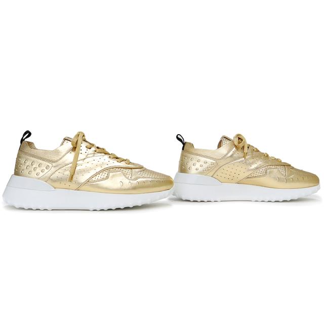 （未使用保管品）トッズ TOD’S パンチング ローカット スニーカー 靴 #39.5 26.5cm メタリックレザー ゴールド XXW80A0W590MTZG209