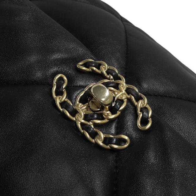（中古）シャネル CHANEL 19 ラージ チェーン ココマーク マトラッセ 2way ショルダー ハンドバッグ 斜め掛け ゴートスキン レザー ブラック 黒 アンティークゴールド アンティークシルバー金具 AS1161_12