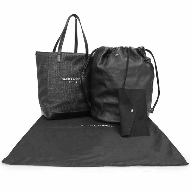 （美品）サンローランパリ SAINT LAURENT PARIS TEDDY テディ トート ハンドバッグ RAFIA ラフィア カーフスキン レザー ブラック 黒 シルバー金具 551595_1