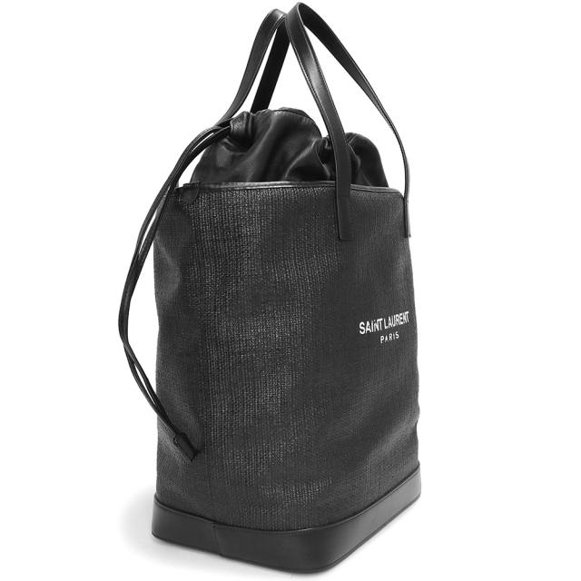 （美品）サンローランパリ SAINT LAURENT PARIS TEDDY テディ トート ハンドバッグ RAFIA ラフィア カーフスキン レザー ブラック 黒 シルバー金具 551595_4